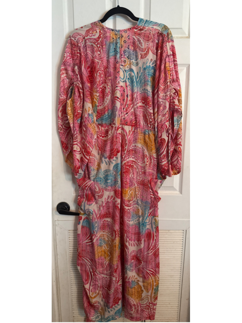 Karma Highway Maxi Dress Size OS Pink Blue Paisley Print - Picture 3 of 8